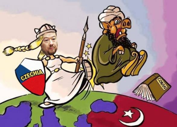 Tomio nás zachrání. Ten tu muslimskou svoloč odsud vykope.