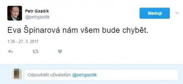 Předseda Starostů Gazdík si nedal ani tu starost, aby si zjistil, jak se zesnulá zpěvačka vlastně jmenuje. Ale zaRIPoval a to se počítá.