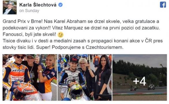 Když to nevyšlo s Rossim, vyfotila se Šlechtová alespoň s jinými závodníky.