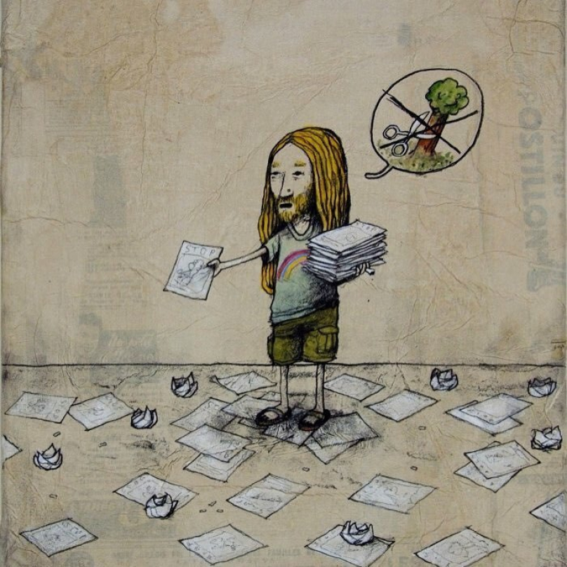 Dran a Banksy mají společné téma i umělecký prostředek.